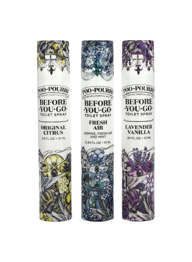 Poo-Pourri Poo-Pourri, On-The-Go, Before-You-Go® Toilet Sprays, Value Set, 3 Sprays, 0.34 fl oz (10 ml) Each  - Image 1