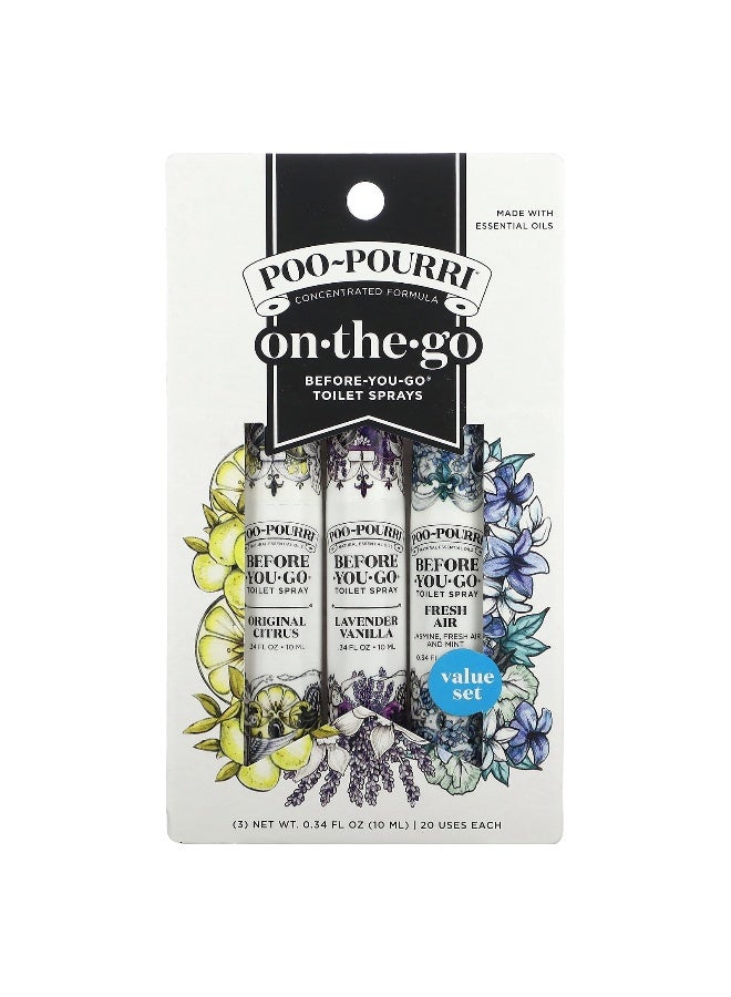 Poo-Pourri Poo-Pourri, On-The-Go, Before-You-Go® Toilet Sprays, Value Set, 3 Sprays, 0.34 fl oz (10 ml) Each  - Image 2