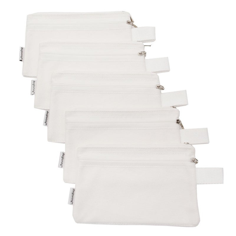 Augbunny 100 Cotton 16oz Canvas Zipper Makeup Pouch Coin Purse Cellphone Purse PenPencil Case 5pack