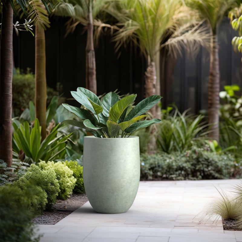 Kante 21.7" H Mint Green Tall Planter, Large Outdoor Indoor Decorative Pot with Drainage Hole and Rubber Plug, Modern Round Style for Home and Garden - Image 3