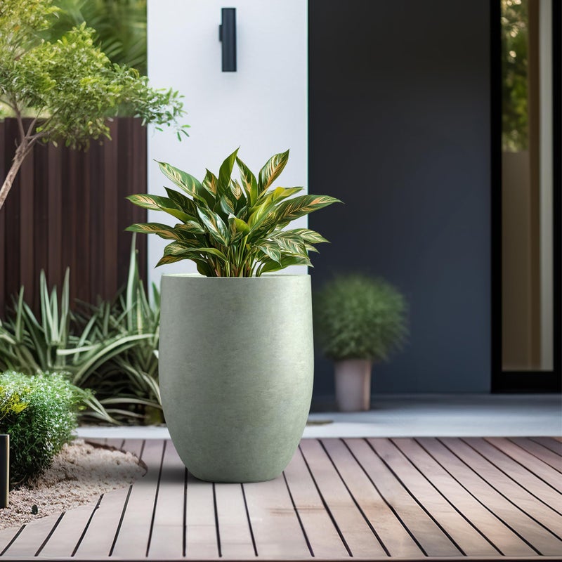 Kante 21.7" H Mint Green Tall Planter, Large Outdoor Indoor Decorative Pot with Drainage Hole and Rubber Plug, Modern Round Style for Home and Garden - Image 4
