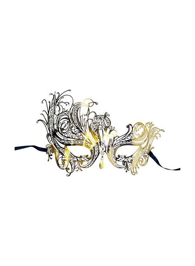 ياكانا أقنعة تنكرية من Yacanna Gold Swan مصنوعة من المعدن المقطوع بالليزر على طراز البندقية - Image 1