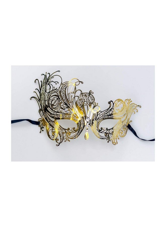 ياكانا أقنعة تنكرية من Yacanna Gold Swan مصنوعة من المعدن المقطوع بالليزر على طراز البندقية - Image 2