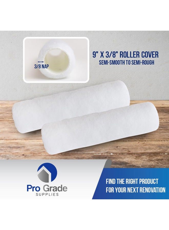 Pro-Grade Paint Roller Covers - 3/8 X 9 Inch White Nylon 5 Pack - Image 3