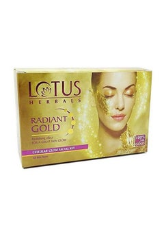 LOTUS HERBALS Radiant Gold Cellular Glow 1 Facial Kit ; With 24K Gold Leaves ; For Skin Glow ; All Skin Types ; 37G  - Image 1