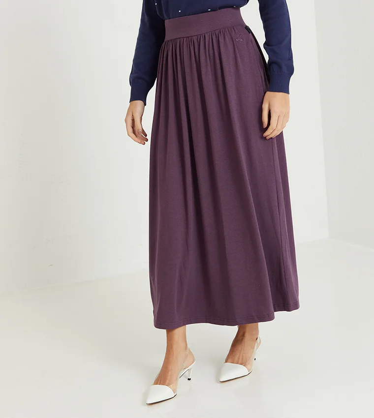Beverly Hills Polo Club Plain Mid-Rise Knit Midi Skirt
