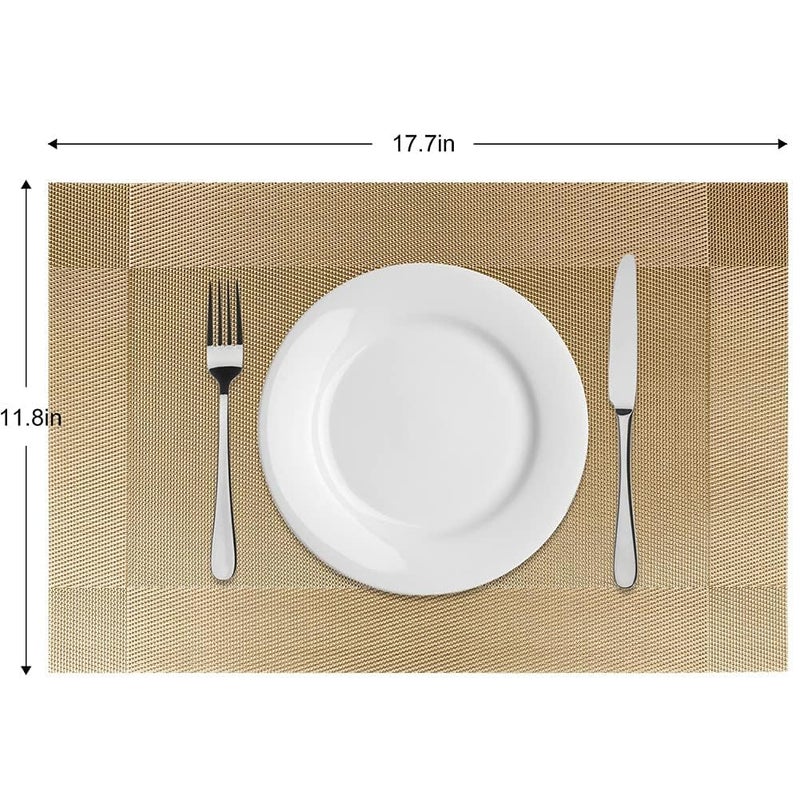 WROPZO Kitchen Table Mats PVC HeatStain Resistant Table Placemats AntiSkid Washable NonSlip Easy to Clean Waterproof Woven Vinyl Dinner Dining Table Mat4 PCS Golden Box - Image 5