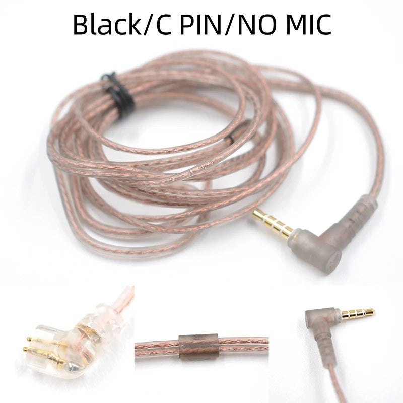 كي زد كابل وموصل High Purity Headphone Cable Oxygen-free Copper Flat Cable Silver Plated Cable For KZ QKZ TRN IEM Earphones Castor Pro EDX Pro X, C pin NO MIC - Image 1