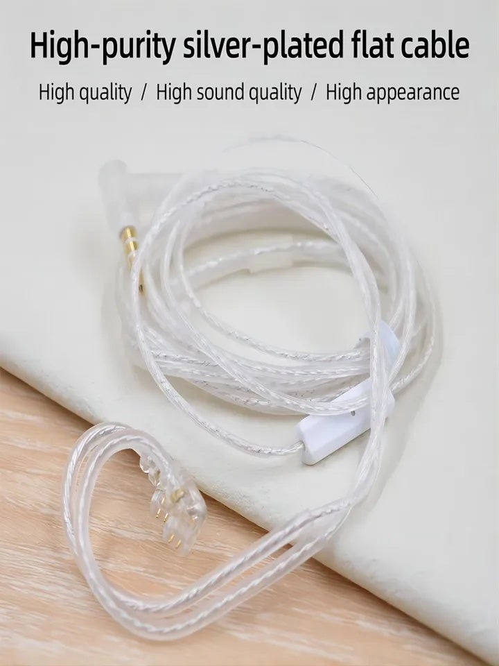 كي زد كابل وموصل High Purity Headphone Cable Oxygen-free Copper Flat Cable Silver Plated Cable For KZ QKZ TRN IEM Earphones Castor Pro EDX Pro X, C pin NO MIC - Image 3