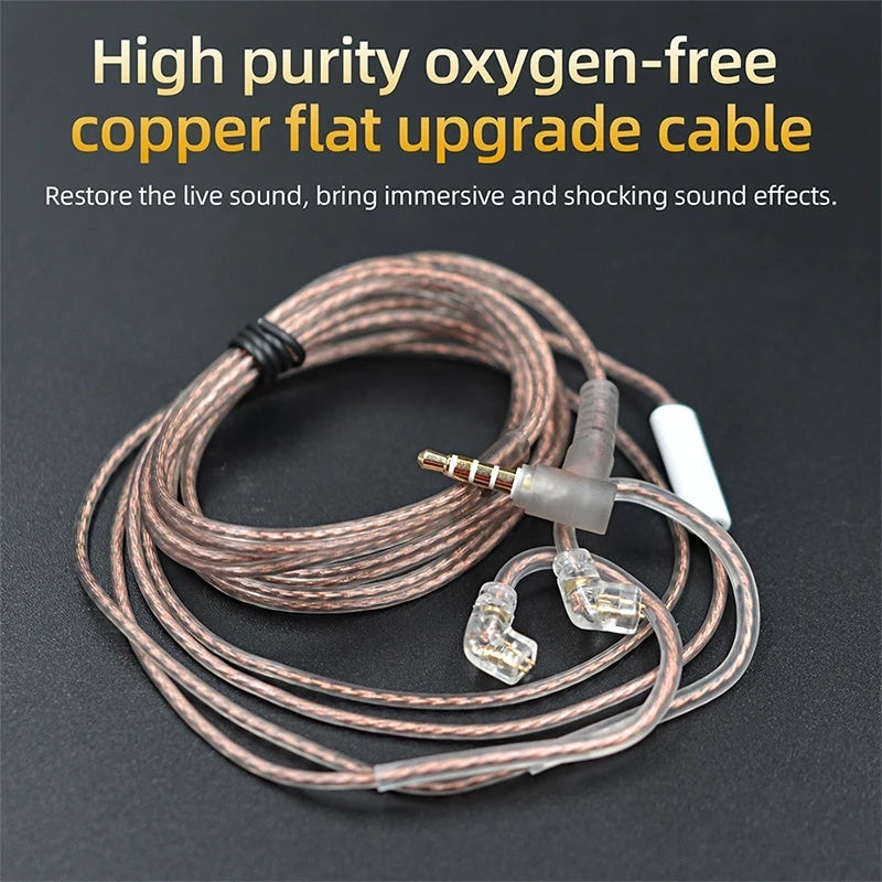 كي زد كابل وموصل High Purity Headphone Cable Oxygen-free Copper Flat Cable Silver Plated Cable For KZ QKZ TRN IEM Earphones Castor Pro EDX Pro X, C pin NO MIC - Image 2