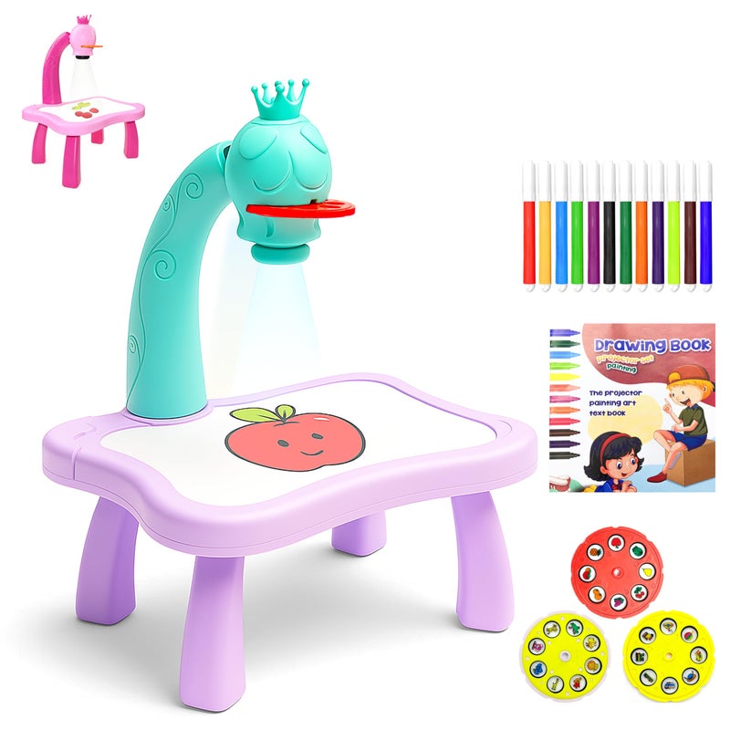 VGRASSP Creative Drawing Projection Table Toy Set for Kids with 12 Color Markers - Educational Tracing Learning Projector Desk with 3 Slides and Art Book for Boys and Girls - Color As Per Stock - Image 5