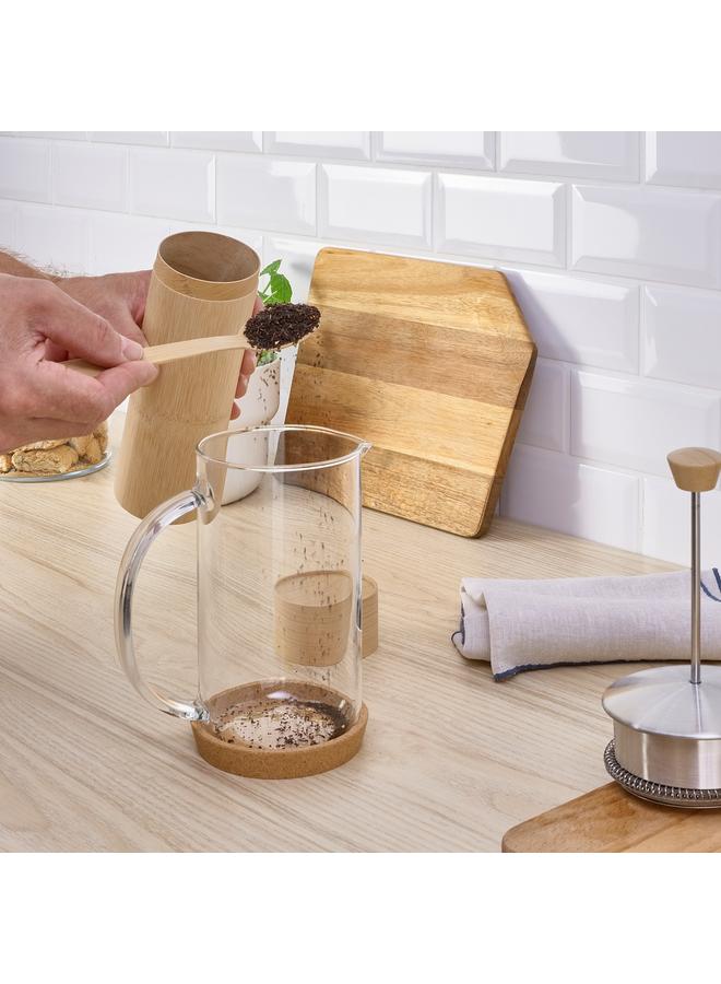 زبون علبة قهوة/شاي، مع ملعقة من قشرة الخيزران، 22 سم - Image 4