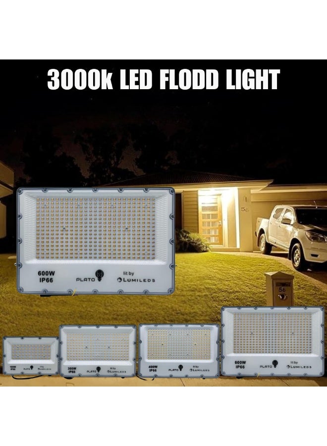 م.م.ذ  دحاولا صخشلا ةكرش اهمزاولو ةرانلا  تادعم ةراجتل زنيل دنآ وتلب كشاف ليد بلاتو 600 واط لوميلدز – 3000 كلفن أبيض دافئ | إضاءة خارجية IP66 عالية القدرة - Image 1