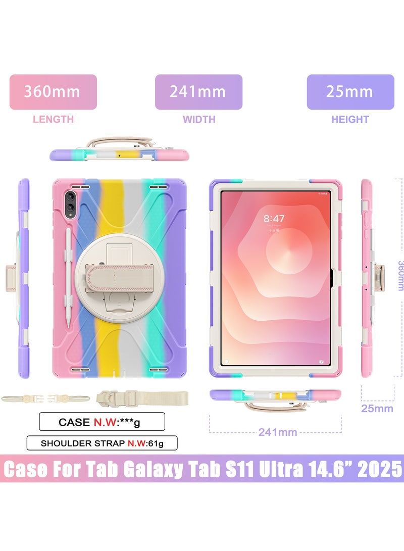 Compatible with Samsung Tab S11 Ultra 14.6-inch Tablet Case Pen Slot Silicone Rotating Stand Shockproof Case Scratch-Resistant and Durable - Image 5