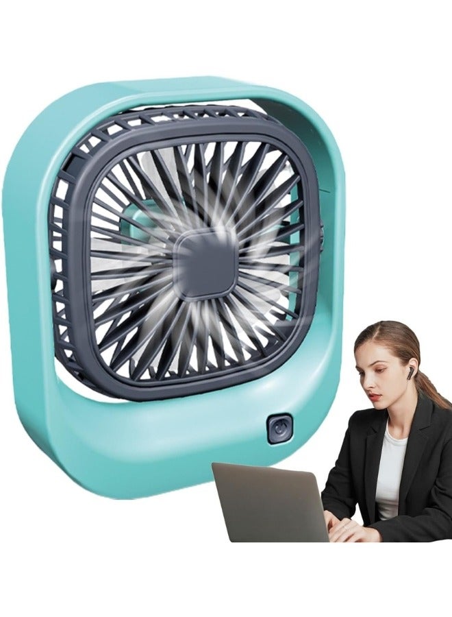 Desk Fan, Portable Desktop Fan with 3 Speeds, 360 Degree Rotating Mini Personal Fan, Mini Cooling Fan with Type-C Cable, Small Fan for Home, Office, Bedroom as Summer Gift (Black/Blue)  - Image 1