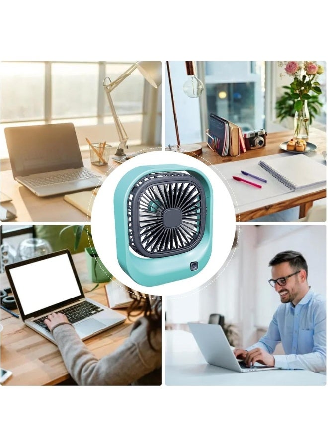 Desk Fan, Portable Desktop Fan with 3 Speeds, 360 Degree Rotating Mini Personal Fan, Mini Cooling Fan with Type-C Cable, Small Fan for Home, Office, Bedroom as Summer Gift (Black/Blue)  - Image 2