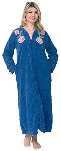 Bath & Robes Women's Full Length Chenille Robe Small Smokey Blue - Image 4