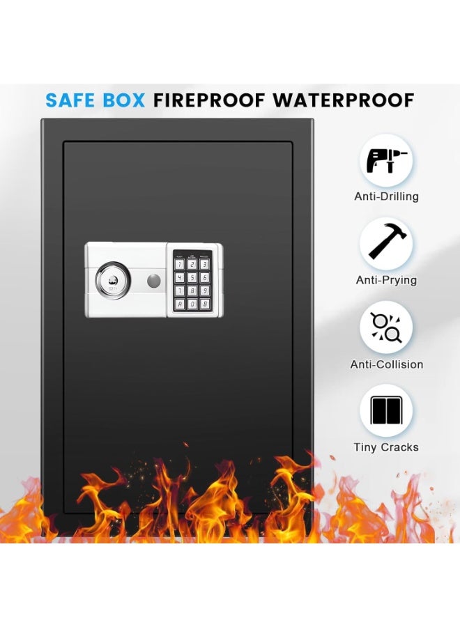 TAPIT Safe Box Home Fireproof Waterproof Large Anti-theft Fireproof Safe Box with Programmable Keypad Spare Keys Removable Shelf Digital Security Safesfor Home Money Valuables Documents 60x31x38cm - Image 2