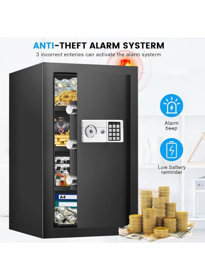 TAPIT Safe Box Home Fireproof Waterproof Large Anti-theft Fireproof Safe Box with Programmable Keypad Spare Keys Removable Shelf Digital Security Safesfor Home Money Valuables Documents 60x31x38cm - Image 4