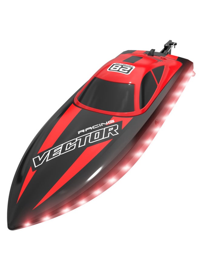 2.4g Remote Control Boat Light Led High Speed Racing Boat Electric Water Toy Competition Durable Abs Material-Color:Red  - Image 1