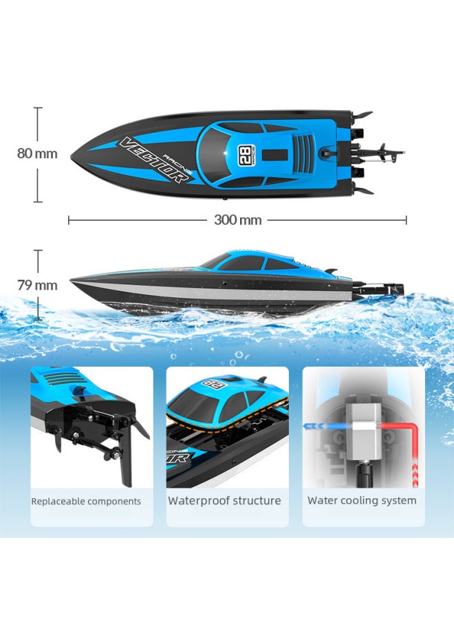 2.4g Remote Control Boat Light Led High Speed Racing Boat Electric Water Toy Competition Durable Abs Material-Color:Red  - Image 3
