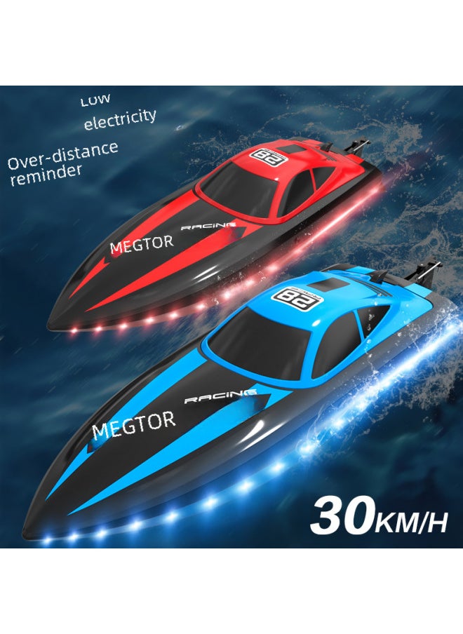 2.4g Remote Control Boat Light Led High Speed Racing Boat Electric Water Toy Competition Durable Abs Material-Color:Red  - Image 2