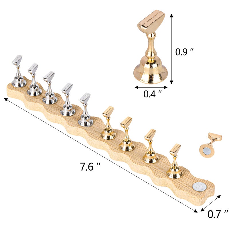 Tbestmax 2 Sets Nail Holder Stand for Press on Nails Display Wooden Wave Shape Nails Holder - Image 2