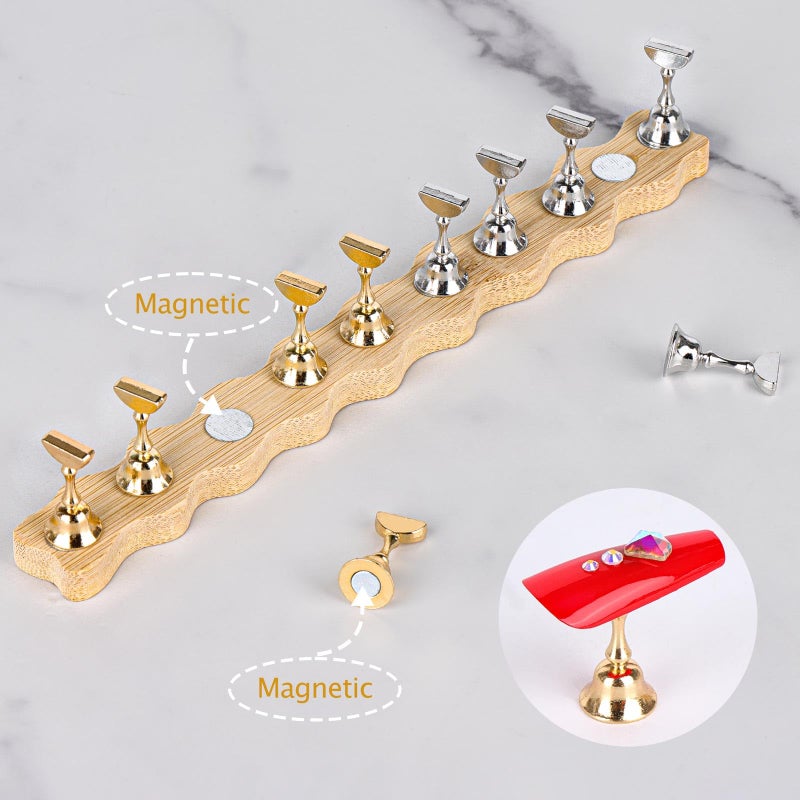 Tbestmax 2 Sets Nail Holder Stand for Press on Nails Display Wooden Wave Shape Nails Holder - Image 5