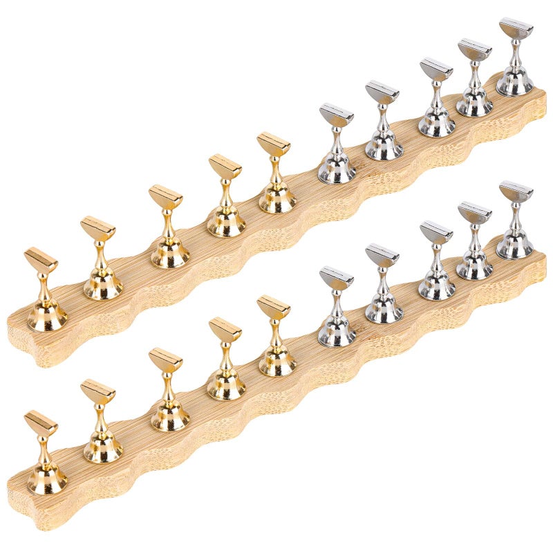 Tbestmax 2 Sets Nail Holder Stand for Press on Nails Display Wooden Wave Shape Nails Holder - Image 1