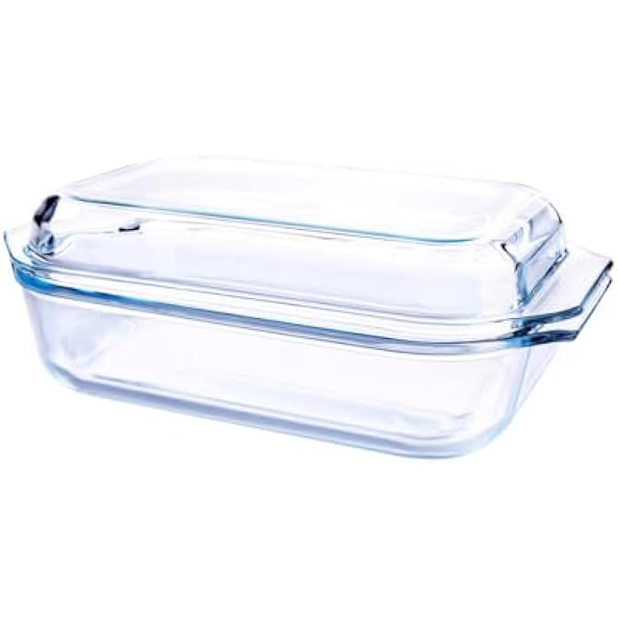 RF 21L Glass Baking Dish With Lid Rf12203  Roasting Tray Oven Safe Roaster Pan Fridge  Freezer Safe Durable  Easy Clean  Ideal For Cooking Serving Storing Freezing - Image 1