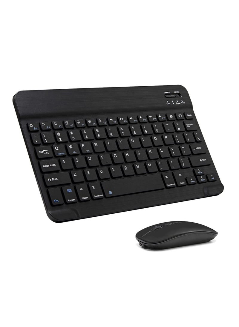 Arabic and English Bluetooth Keyboard and Mouse Combo, Ultra-Slim Portable Compact Wireless Mouse Keyboard Set for IOS Android Windows Tablet Phone iPhone iPad Pro Air Mini (Black) - Image 1