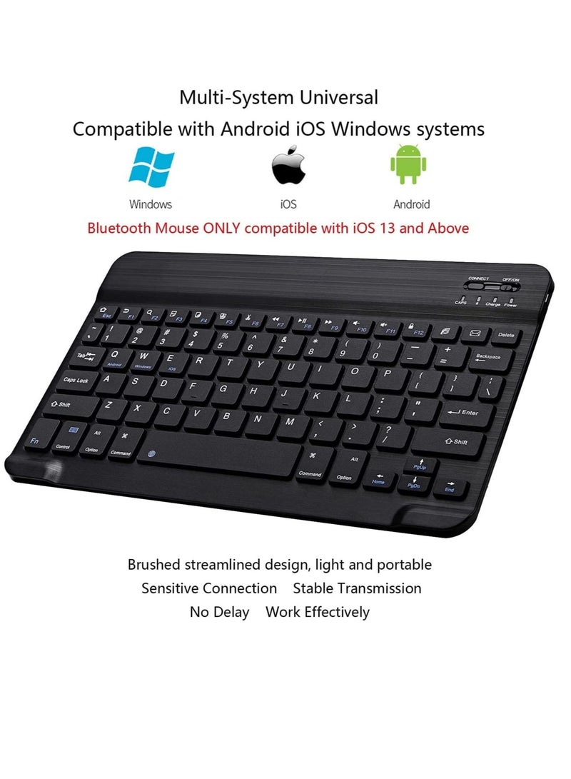 Arabic and English Bluetooth Keyboard and Mouse Combo, Ultra-Slim Portable Compact Wireless Mouse Keyboard Set for IOS Android Windows Tablet Phone iPhone iPad Pro Air Mini (Black) - Image 3