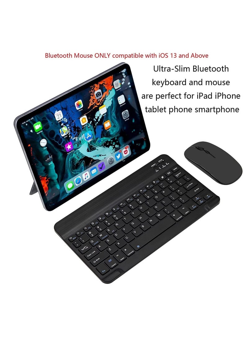 Arabic and English Bluetooth Keyboard and Mouse Combo, Ultra-Slim Portable Compact Wireless Mouse Keyboard Set for IOS Android Windows Tablet Phone iPhone iPad Pro Air Mini (Black) - Image 2