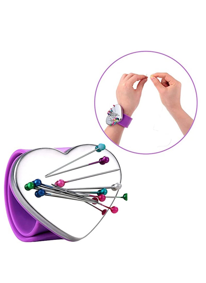 KASTWAVE وسادة دبابيس معصمية مغناطيسية لحياكة الأحزمة حمال دبابيس معصمي مع 3 قطع من مشط مطاطي مصنوعة من الفولاذ المقاوم للصدأ ومشط للتقسيم ومشط ذو ذيل رفيع لرباط الشعر  - Image 4