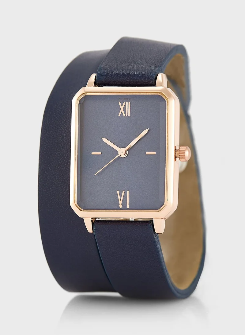 ELLA Double Wrap Rectangle Strap Analogue Watch