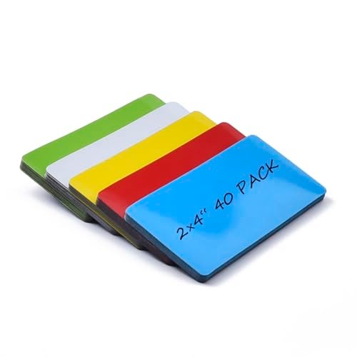 Realth Dry Erase Magnetic Labels Multicolor (2'' × 4'' 40 Pcs), Magnetic Name Tags Reusable for Teachers Students, Reusable Magnet Stickers, Magnet Labels for Whiteboard Classroom Fridge Office - Image 1