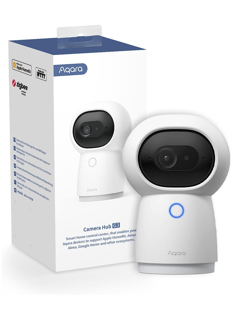 أكارا 2K Security Indoor Camera Hub G3 Global الإصدار العالمي ، والتعرف على الوجه والإيماءات ، والتحكم عن بعد الأشعة تحت الحمراء ، وزاوية عرض 360 درجة عبر المقلاة والإمالة ، يعمل مع Alexa و HomeKit و Google Assistant ، IFTTT  - Image 1