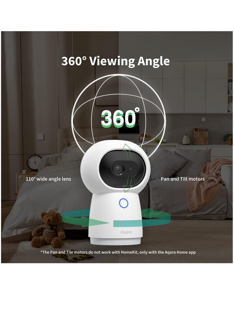 أكارا - 2K Security Indoor Camera Hub G3 Global الإصدار العالمي ، والتعرف على الوجه والإيماءات ، والتحكم عن بعد الأشعة تحت الحمراء ، وزاوية عرض 360 درجة عبر المقلاة والإمالة ، يعمل مع Alexa و HomeKit و Google Assistant ، IFTTT - Image 1