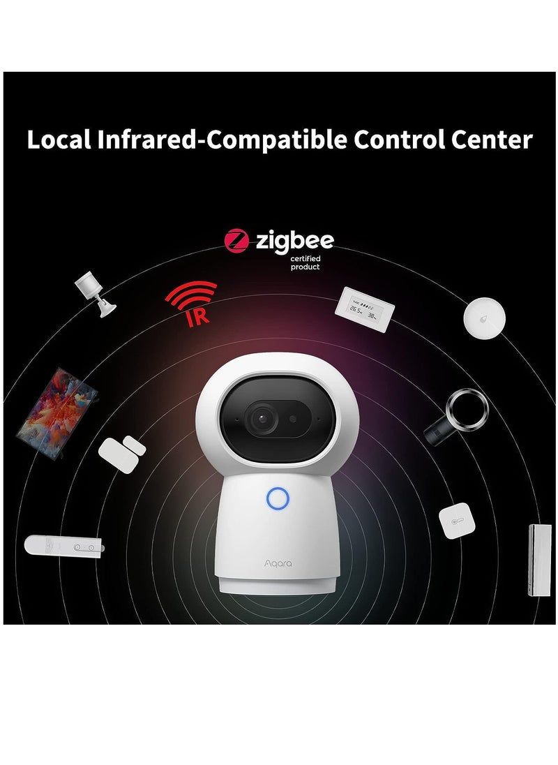 أكارا - 2K Security Indoor Camera Hub G3 Global الإصدار العالمي ، والتعرف على الوجه والإيماءات ، والتحكم عن بعد الأشعة تحت الحمراء ، وزاوية عرض 360 درجة عبر المقلاة والإمالة ، يعمل مع Alexa و HomeKit و Google Assistant ، IFTTT - Image 1