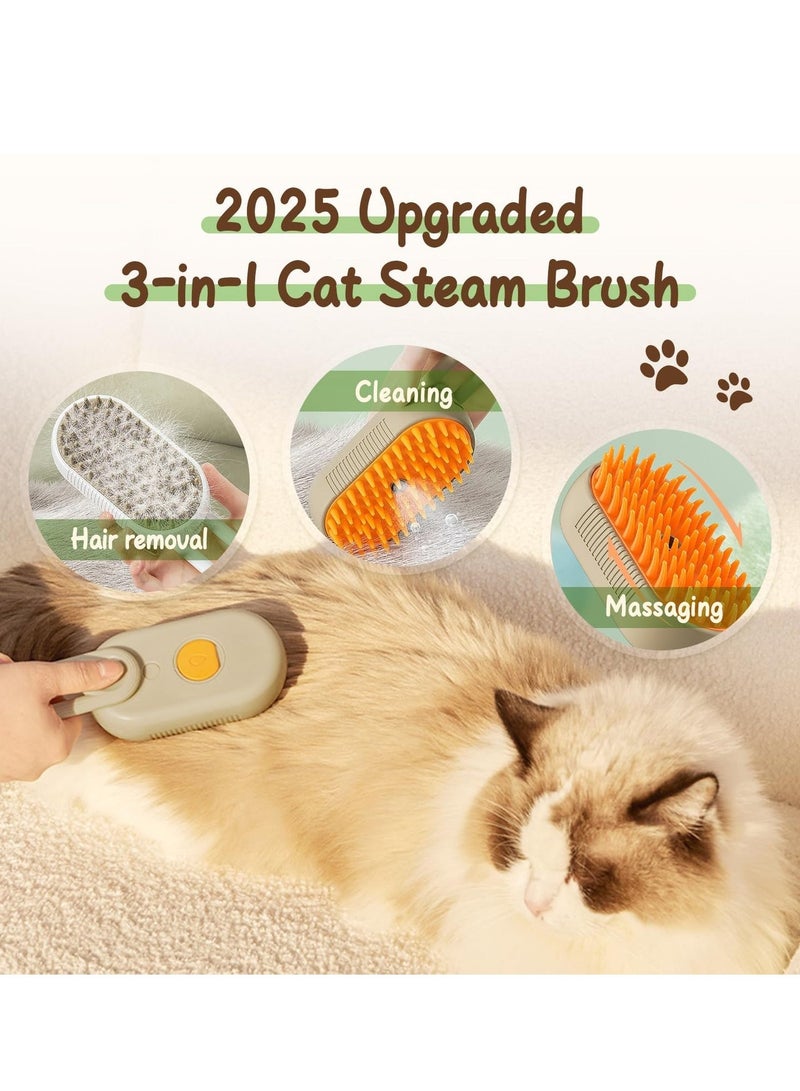 BABONA 3-in-1 Rechargeable Pet Steam Grooming Brush, Cat & Dog Anti-Static Comb for Massage, Shedding Cleaning & Hair Removal (White) - Image 2