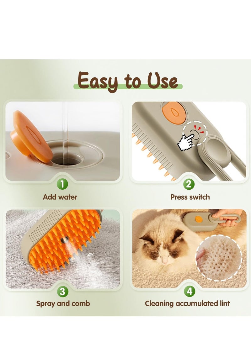 BABONA 3-in-1 Rechargeable Pet Steam Grooming Brush, Cat & Dog Anti-Static Comb for Massage, Shedding Cleaning & Hair Removal (White) - Image 4