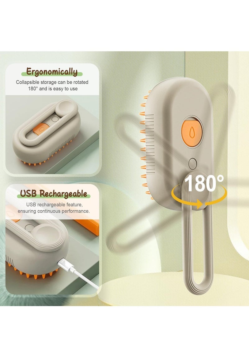 BABONA 3-in-1 Rechargeable Pet Steam Grooming Brush, Cat & Dog Anti-Static Comb for Massage, Shedding Cleaning & Hair Removal (White) - Image 3