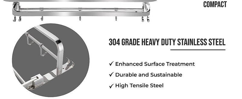 EDITH 24 Inches Large | Bathroom Towel Holder | Towel Rack for Bathroom | Towel Holder for Bathroom | Towel Stand for Bathroom with Shelf (Grade 304 Stainless Steel | 61Cms | Chrome | Foldable) - Image 5