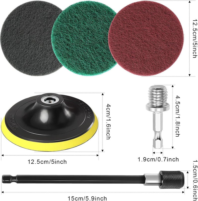 GOH DODD Power Scrub Pads Drill Attachment, 30 Pieces 5 Inch Headlight Restoration Kit Cleaning Kit Scouring Pads with Baker and Universal Shaft for Kitchen, Bathroom, Grout, Carpet, Tub, Grill,Tile - Image 2