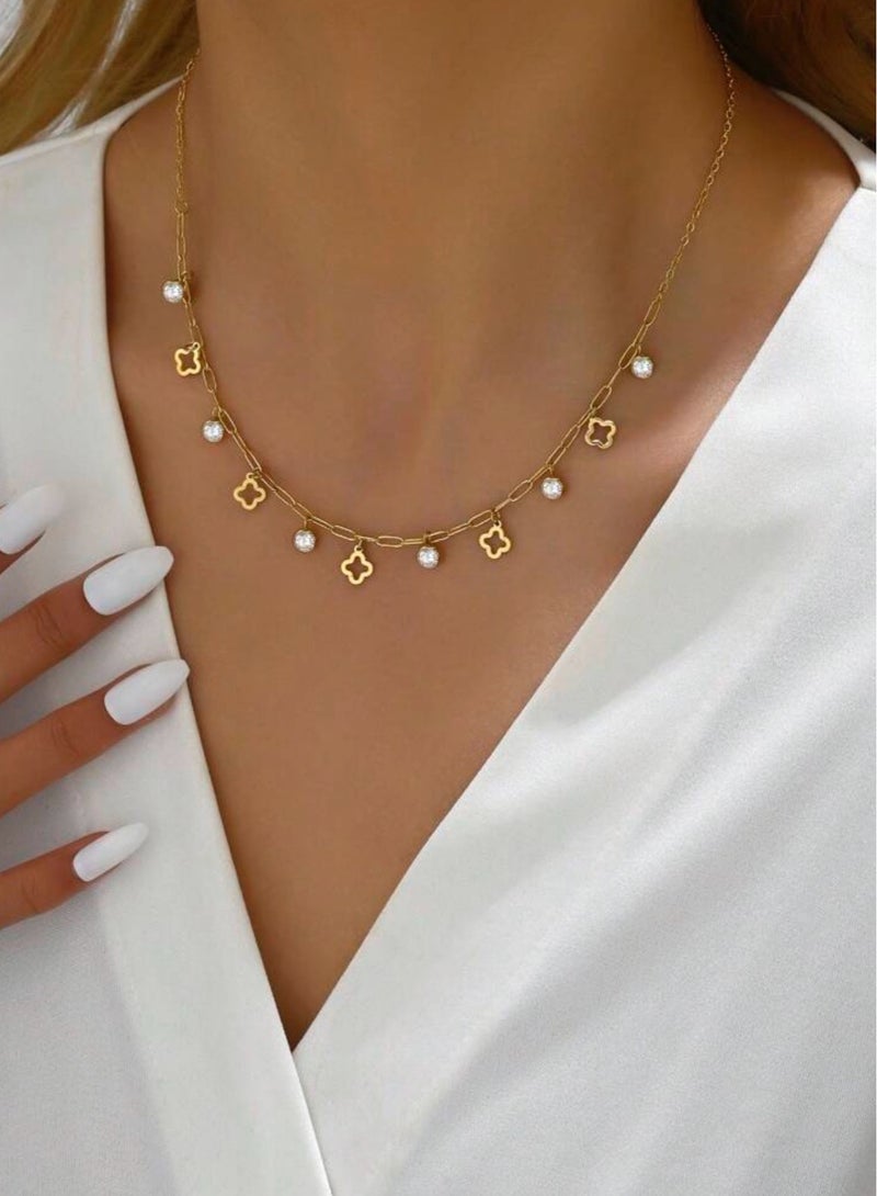 إيكوال سلسال نسائي أنيق من الاستانلس ستيل مطلي باللون الذهبي - Image 1