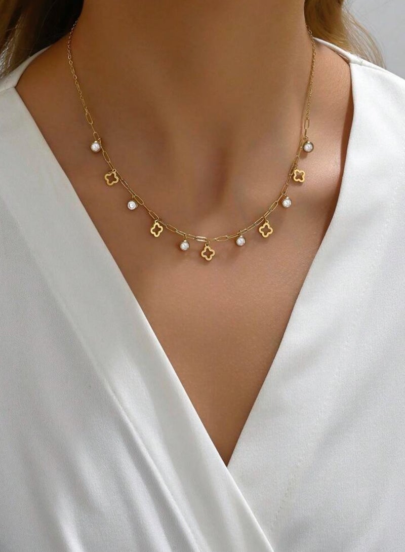 إيكوال سلسال نسائي أنيق من الاستانلس ستيل مطلي باللون الذهبي - Image 2