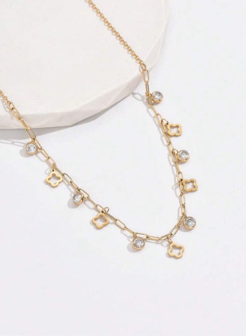 إيكوال سلسال نسائي أنيق من الاستانلس ستيل مطلي باللون الذهبي - Image 3