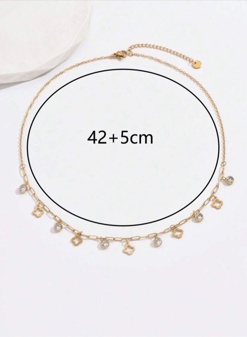 إيكوال سلسال نسائي أنيق من الاستانلس ستيل مطلي باللون الذهبي - Image 4