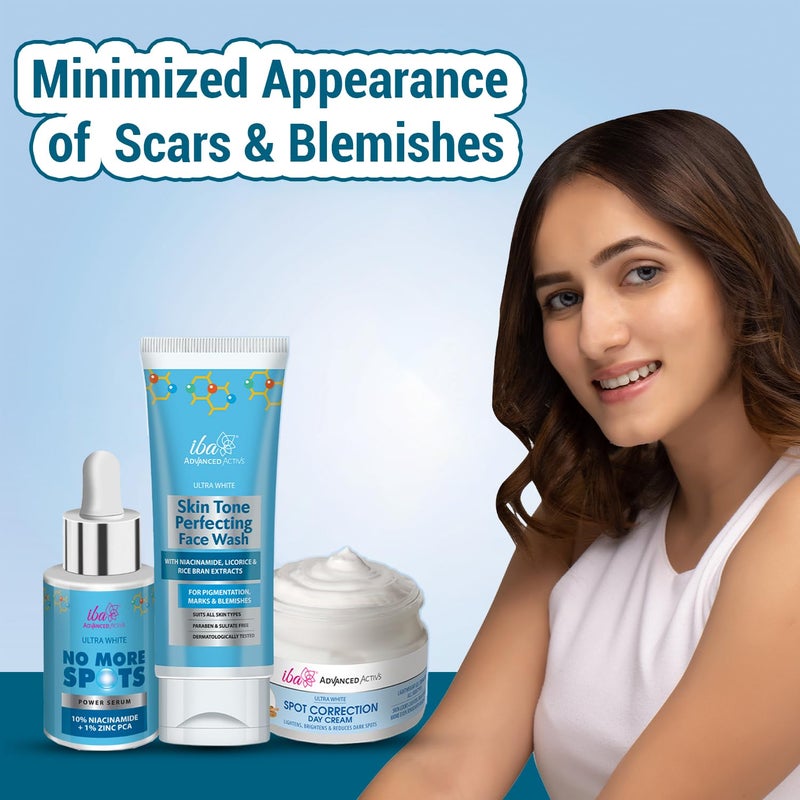Iba No More Spots Skin Care Regime Combo Ultra White Skin Tone Perfecting Face Wash 100ml No More Spots Serum 30ml Spot Correction Day Cream 50g - Image 2