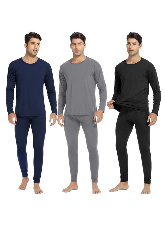 URATOT 3 Sets Men's Thermal Underwear Set Fleece Lined Long Johns Thermal Underwear Base Layer Set for Men Cold Winter - Image 1